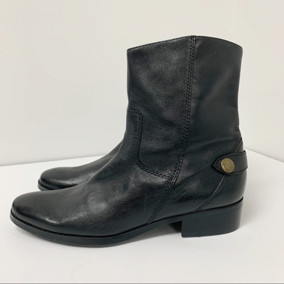Marc Fisher Shoes - Black Leather Helki Ankle Flat Boots | Marc Fisher